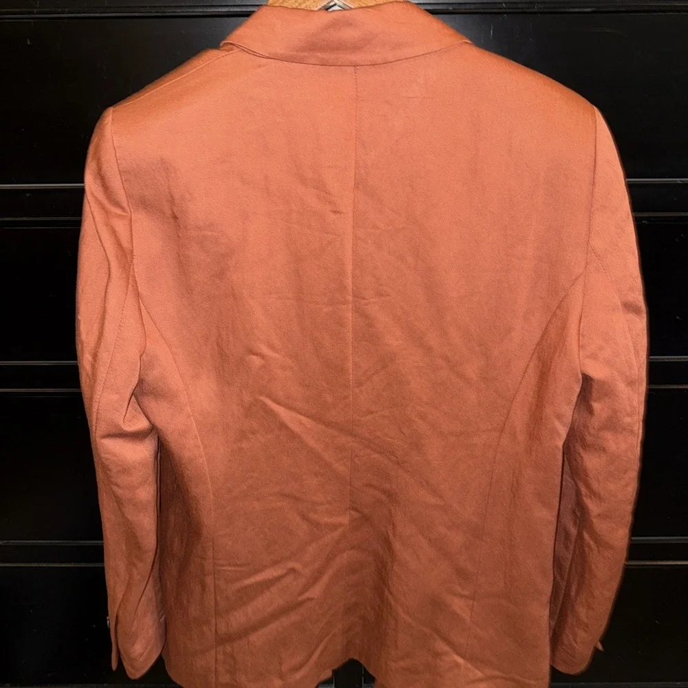 ZARA WOMAN LONG DOUBLE BREASTED JACKET‎ COAT BLAZER ORANGE RUSSET - Large
